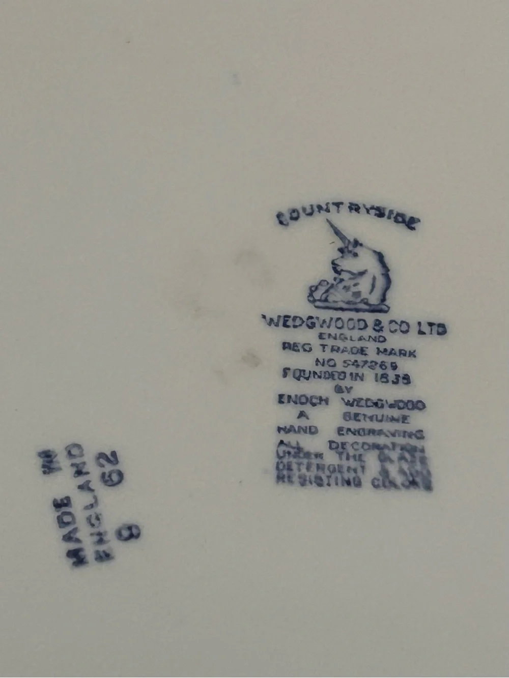 Vintage Enoch Wedgwood (Tunstall) Ltd. Countryside Blue n White 10
